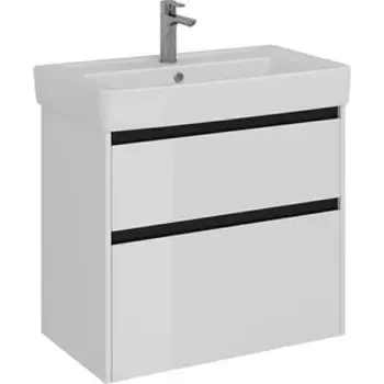 Тумба с раковиной Lemark Combi 80х45 черный/белый глянец (LM03C80T-black, 192185)