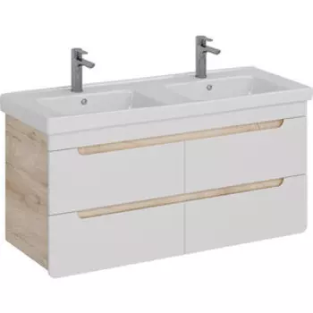 Тумба с раковиной Lemark Olivia 125х45 белый глянец/дуб кантри (LM08OL125T, 641938)
