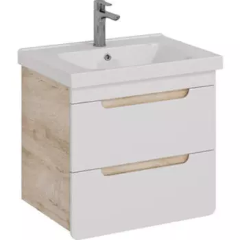 Тумба с раковиной Lemark Olivia 65х45 белый глянец/дуб кантри (LM08OL65T, 640214)