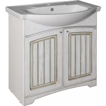 Тумба с раковиной Mixline Крит 55х43 белая, патина золото (4640030868186, 4620008195551)