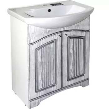 Тумба с раковиной Mixline Крит 65х44 белая, патина серебро (4640030866694, 4620008192475)