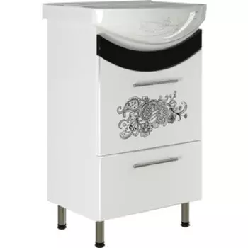Тумба с раковиной Mixline Радуга 52х41 белая, с рисунком цветы (4640030867592, 4631111132609)