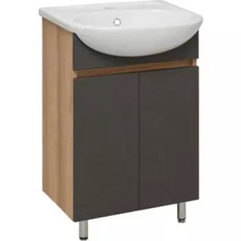 Тумба с раковиной Runo Лада 51х42 дуб серый/графит (00-00001164, 4620008192758)