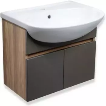 Тумба с раковиной Runo Лада 60 подвесная, графит (00-00001369, 4620008192772)