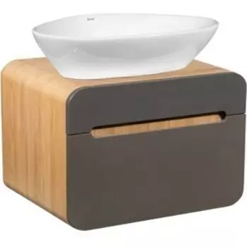 Тумба с раковиной Runo Ницца 60х46 дуб натуральный/графит (00-00002123, 00-00001360)