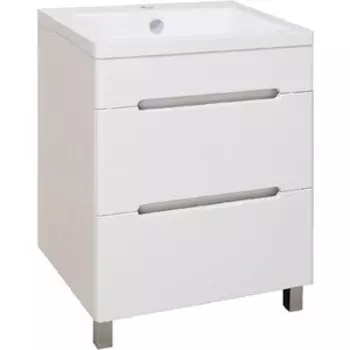 Тумба с раковиной Runo Парма 59х46 2 ящика, напольная, белая (00000001139, 4620750025731)