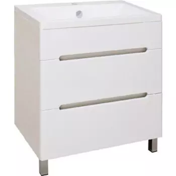 Тумба с раковиной Runo Парма 74х45 2 ящика, напольная, белая (00000001141, 4620750025748)