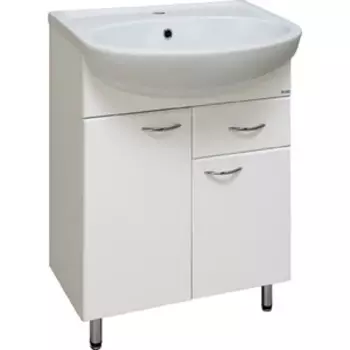 Тумба с раковиной Runo Уют 61х47 1 ящик, белая (00000000501, 4620008192772)