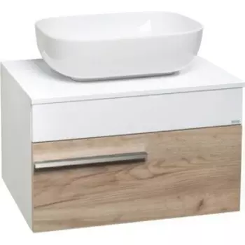Тумба с раковиной Runo Вудлайн 65х45 крафтовый дуб (00-00001342, 00-00001365)