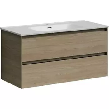 Тумба с раковиной Sancos Cento 100 два ящика, карпатская ель, (CN100KE, CN7003)