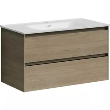 Тумба с раковиной Sancos Cento 90 два ящика, карпатская ель (CN90KE, CN7002)