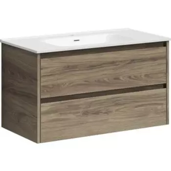 Тумба с раковиной Sancos Libra 90 два ящика, дуб чарльстон (LB90ECH, CN7002)