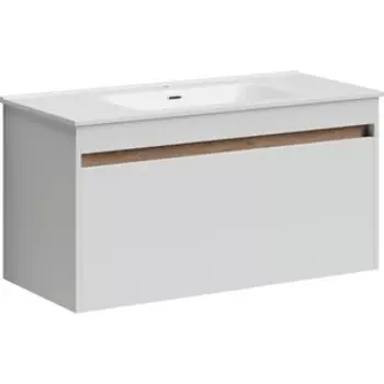 Тумба с раковиной Sancos Smart 100 два ящика, белый глянец (SM100W, CN7003)