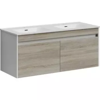 Тумба с раковиной Sancos Smart 120 четыре ящика, дуб бардолино/белый (SM120-2E, CN7004)