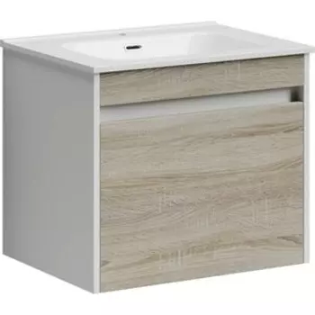 Тумба с раковиной Sancos Smart 60 два ящика, дуб бардолино/белый (SM60E, CN7001)