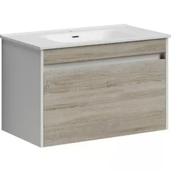 Тумба с раковиной Sancos Smart 80 два ящика, дуб бардолино/белый (SM80E, CN7005)