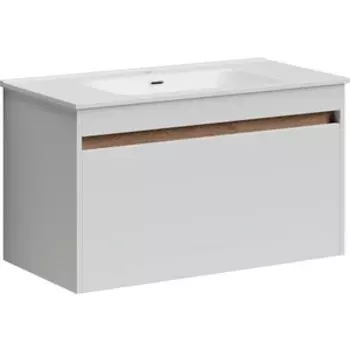 Тумба с раковиной Sancos Smart 90 два ящика, белый глянец (SM90W, CN7002)