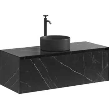 Тумба с раковиной Sancos Stone 120 один ящик, столешница керамогранит, Nero Marquina (ST120NM, CN6032MB)