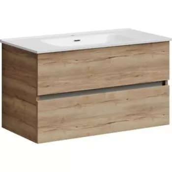 Тумба с раковиной Sancos Urban 90 два ящика, дуб галифакс натуральный (UR90EG, CN7002)