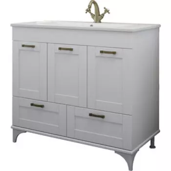 Тумба с раковиной Sanflor Ванесса 95/2 с 3 ящиками и 2мя дверцами, белый (С15328)