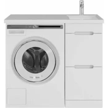 Тумба с раковиной Sanstar Толедо 40 (100) правая, под стиральную машину, белая (427.1-1.4.1.КПДАЛ)