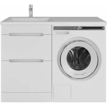 Тумба с раковиной Sanstar Толедо 50 (110) левая, под стиральную машину, белая (428.1-1.4.1.КЛДАЛ)