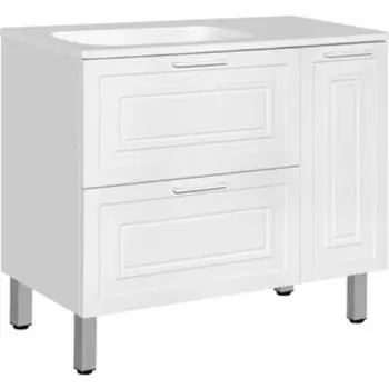 Тумба с раковиной Style line Альба Люкс 90 левая, белая (ЛС-000010052 + 2000949234045)