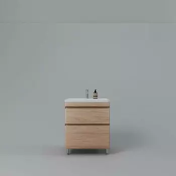 Тумба с раковиной Style line Атлантика 70 напольная, ясень перламутр (СС-00002344, СС-00002286)