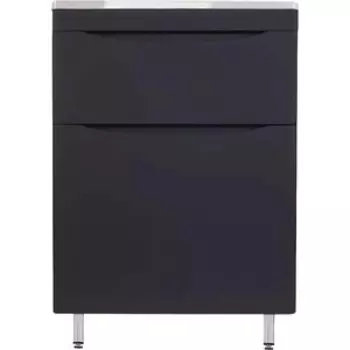 Тумба с раковиной Style line Бергамо мини 60х35 Люкс Plus напольная, черная (СС-00002308 + 2000949236377)