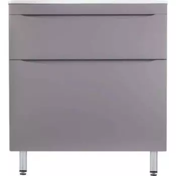 Тумба с раковиной Style line Бергамо мини 80х35 Люкс Plus напольная, серая (СС-00002315 + 2000949236391)