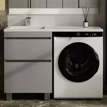 Тумба с раковиной Style line Даллас Леон 120 левая, напольная, серая (СС-00002450, СС-00002436)