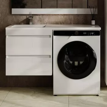 Тумба с раковиной Style line Даллас Леон 120 левая, подвесная, белая (СС-00002440, СС-00002436)