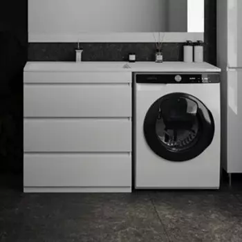 Тумба с раковиной Style line Даллас Люкс 78 (140L) три ящика, под стиральную машину, белая (СС-00002221 + 2000949233543)