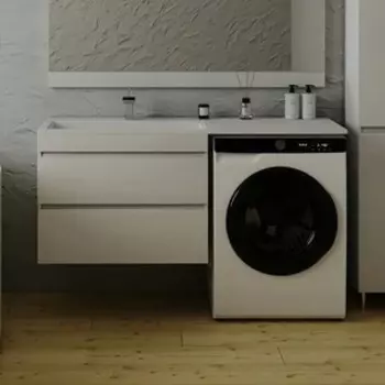 Тумба с раковиной Style line Даллас Люкс 78 (140L) подвесная, под стиральную машину, белая (СС-00002337 + 4627179377670)