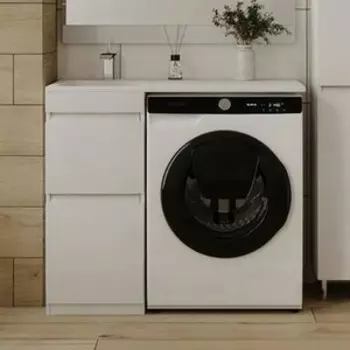 Тумба с раковиной Style line Даллас Люкс 38 (100L) напольная, под стиральную машину, белая (СС-00000514 + 2000949237435)
