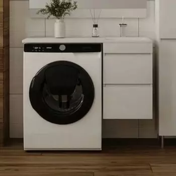 Тумба с раковиной Style line Даллас Люкс 38 (100R) подвесная, под стиральную машину, белая (СС-00000567 + 2000949237459)