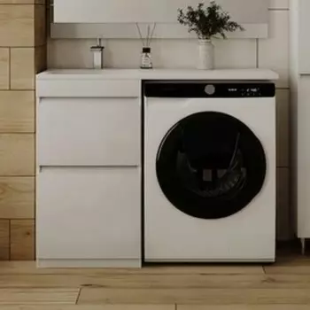 Тумба с раковиной Style line Даллас Люкс 48 (110L) напольная, под стиральную машину, белая (СС-00000438 + 2000949237404)