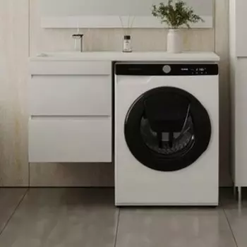 Тумба с раковиной Style line Даллас Люкс 48 (110L) подвесная, под стиральную машину, белая эмаль (СС-00002350 + 2000949237404)