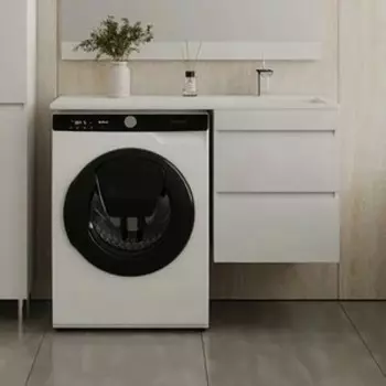 Тумба с раковиной Style line Даллас Люкс 48 (110R) подвесная, под стиральную машину, белая (СС-00000704 + 2000949237466)