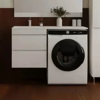 Тумба с раковиной Style line Даллас Люкс 53 (115L) подвесная, под стиральную машину, белая (СС-00000651 + 2000949102207)