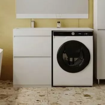 Тумба с раковиной Style line Даллас Люкс 58 (120L) напольная, под стиральную машину, белая (СС-00000388 + 2000949237411)