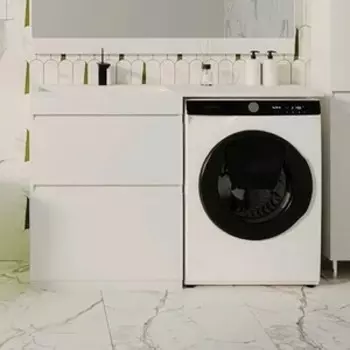 Тумба с раковиной Style line Даллас Люкс 68 (130L) напольная, под стиральную машину, белая (СС-00000557 + 2000949237442)