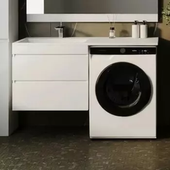 Тумба с раковиной Style line Даллас Люкс 68 (130L) подвесная, под стиральную машину, белая (СС-00000600 + 2000949237442)