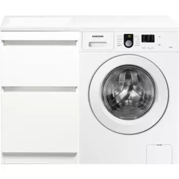 Тумба с раковиной Style line Даллас Люкс 48 (110L) напольная, под стиральную машину, белая эмаль (СС-00002347 + 2000949237404)