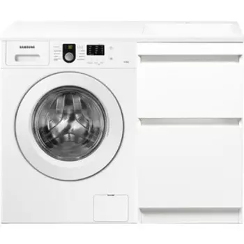 Тумба с раковиной Style line Даллас Люкс 48 (110R) напольная, под стиральную машину, белая (СС-00000438 + 2000949237466)