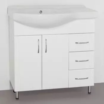 Тумба с раковиной Style line Эко Стандарт №25 R ящики справа, белая (ЛС-00000109 + 1WH110228)