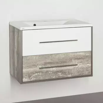 Тумба с раковиной Style line Экзотик 80 бетон экзотик, белый глянец (ЛС-00000402 + 2000949230030)