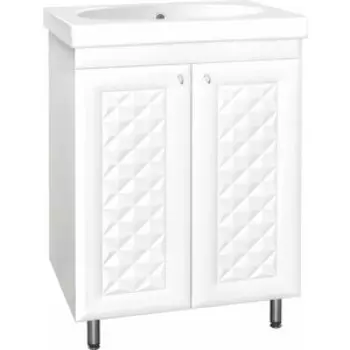 Тумба с раковиной Style line Канна Люкс 60 белая (ЛС-00000726 + S-UM-COM60/1-w)