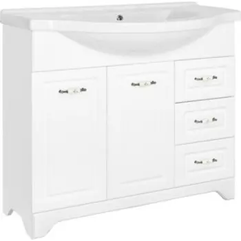 Тумба с раковиной Style line Олеандр-2 Люкс 100 белая (ЛС-00000584 + 1WH110255)