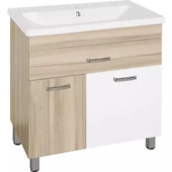 Тумба с раковиной Style line Ориноко 80 белая (ЛС-00000636 + S-UM-COM80/1-w)